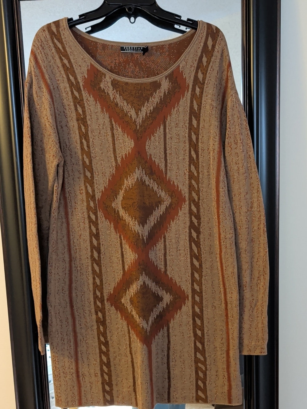 Peruvian Connection Pecos Southwest Print Tunic Dress 100% Pima Cotton